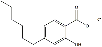 4-Hexyl-2-hydroxybenzoic acid potassium salt,,结构式