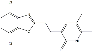 5-Ethyl-6-methyl-3-[2-(4,7-dichlorobenzoxazole-2-yl)ethyl]-2(1H)-pyridinone Struktur
