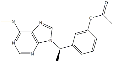 9-[(R)-1-(3-アセチルオキシフェニル)エチル]-6-メチルチオ-9H-プリン 化学構造式