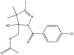酢酸[[2-(4-クロロベンゾイル)-4,4,5-トリメチル-3,4-ジヒドロ-3-ヒドロキシ-2H-ピラゾール]-3-イル]メチル 化学構造式