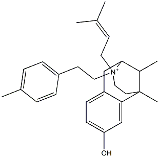 1,2,3,4,5,6-Hexahydro-8-hydroxy-3-(2-p-tolylethyl)-3-(3-methyl-2-butenyl)-6,11-dimethyl-2,6-methano-3-benzazocin-3-ium 结构式