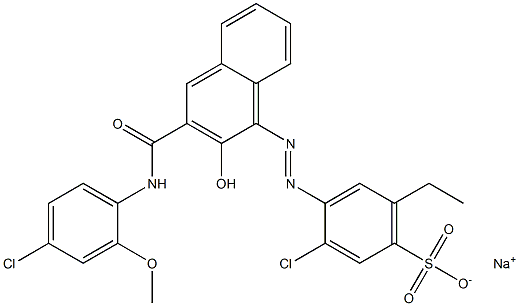 3-Chloro-6-ethyl-4-[[3-[[(4-chloro-2-methoxyphenyl)amino]carbonyl]-2-hydroxy-1-naphtyl]azo]benzenesulfonic acid sodium salt Structure