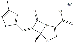 (5R)-7-Oxo-6-[(3-methylisoxazol-5-yl)methylene]-4-thia-1-azabicyclo[3.2.0]hept-2-ene-2-carboxylic acid sodium salt Structure