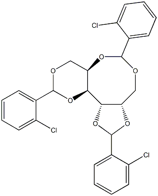1-O,3-O:2-O,6-O:4-O,5-O-Tris(2-chlorobenzylidene)-L-glucitol Structure