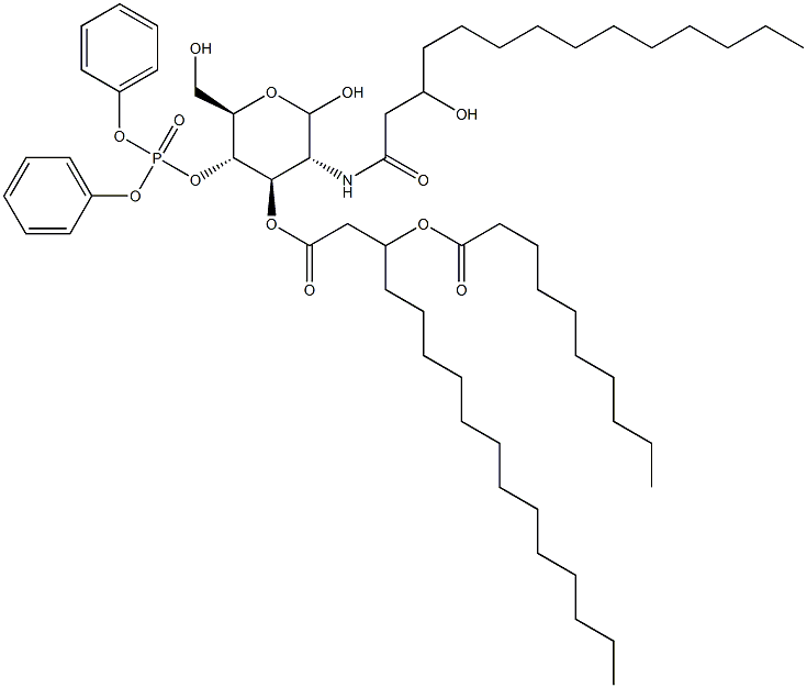 4-O-(Diphenoxyphosphinyl)-3-O-[3-(decanoyloxy)palmitoyl]-2-[(3-hydroxymyristoyl)amino]-2-deoxy-D-glucopyranose Structure