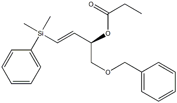 Propionic acid [(R,E)-1-(phenyldimethylsilyl)-4-(benzyloxy)-1-buten-3-yl] ester Structure