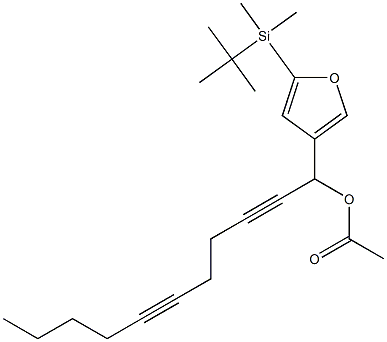 Acetic acid 1-[5-(tert-butyldimethylsilyl)-3-furyl]-2,6-undecadiynyl ester Struktur