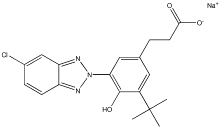 3-[3-tert-ブチル-5-(5-クロロ-2H-ベンゾトリアゾール-2-イル)-4-ヒドロキシフェニル]プロピオン酸ナトリウム 化学構造式