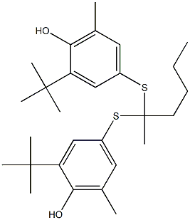 4,4'-(Hexane-2,2-diylbisthio)bis(2-tert-butyl-6-methylphenol) 结构式