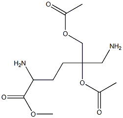 2,6-ジアミノ-5-アセトキシ-5-(アセトキシメチル)ヘキサン酸メチル 化学構造式