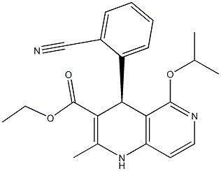 (4S)-1,4-ジヒドロ-5-イソプロピルオキシ-2-メチル-4-(2-シアノフェニル)-1,6-ナフチリジン-3-カルボン酸エチル 化学構造式