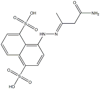 4-[2-(2-カルバモイル-1-メチルエチリデン)ヒドラジノ]-1,5-ナフタレンジスルホン酸 化学構造式