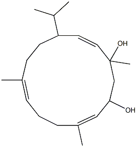 [4Z,8Z,13Z,(+)]-1,5,9-Trimethyl-12-(1-methylethyl)cyclotetradeca-4,8,13-triene-1,3-diol Structure
