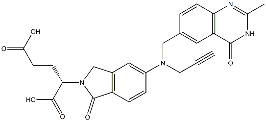 (S)-2-[[1,3-Dihydro-5-[N-(2-propynyl)-N-[[(3,4-dihydro-2-methyl-4-oxoquinazolin)-6-yl]methyl]amino]-1-oxo-2H-isoindol]-2-yl]glutaric acid Struktur