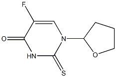 5-フルオロ-1-(テトラヒドロフラン-2-イル)-2-チオキソ-1,2,3,4-テトラヒドロピリミジン-4-オン 化学構造式