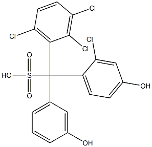 (2-クロロ-4-ヒドロキシフェニル)(2,3,6-トリクロロフェニル)(3-ヒドロキシフェニル)メタンスルホン酸 化学構造式