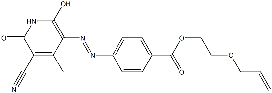 p-(5-シアノ-2-ヒドロキシ-4-メチル-6-オキソ-1,6-ジヒドロピリジン-3-イルアゾ)安息香酸2-アリルオキシエチル 化学構造式