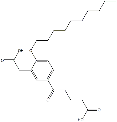 5-(4-カルボキシブチリル)-2-(デシルオキシ)ベンゼン酢酸 化学構造式