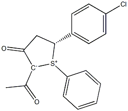 (5R)-2-Acetyl-5-(p-chlorophenyl)-1-phenyl-3-oxo-2,3,4,5-tetrahydrothiophen-1-ium-2-ide Structure