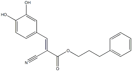 (E)-2-シアノ-3-(3,4-ジヒドロキシフェニル)アクリル酸3-フェニルプロピル 化学構造式