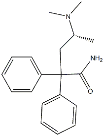 [R,(-)]-4-(ジメチルアミノ)-2,2-ジフェニルバレルアミド 化学構造式