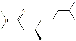 (R)-3,7,N,N-テトラメチル-6-オクテンアミド 化学構造式