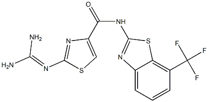 2-(Diaminomethyleneamino)-N-(7-trifluoromethyl-2-benzothiazolyl)thiazole-4-carboxamide 结构式