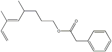 Phenylacetic acid 4,6-dimethyl-5,7-octadienyl ester Structure