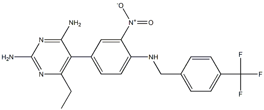 2,4-Diamino-6-ethyl-5-(3-nitro-4-[4-(trifluoromethyl)benzylamino]phenyl)pyrimidine Struktur