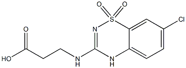 3-[(2-カルボキシエチル)アミノ]-7-クロロ-4H-1,2,4-ベンゾチアジアジン1,1-ジオキシド 化学構造式