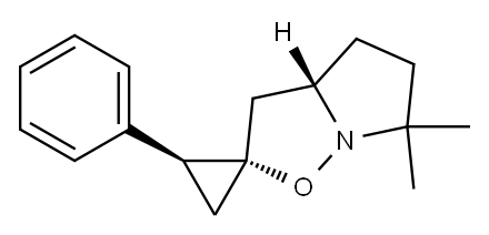 (2S,3aS,2'S)-6,6-ジメチル-2'-フェニル-3a,4,5,6-テトラヒドロスピロ[ピロロ[1,2-b]イソオキサゾール-2(3H),1'-シクロプロパン] 化学構造式
