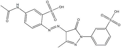 5-(アセチルアミノ)-2-[[[4,5-ジヒドロ-3-メチル-5-オキソ-1-(3-スルホフェニル)-1H-ピラゾール]-4-イル]アゾ]ベンゼンスルホン酸 化学構造式