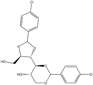 2-O,3-O:4-O,6-O-ビス(4-クロロベンジリデン)-L-グルシトール 化学構造式