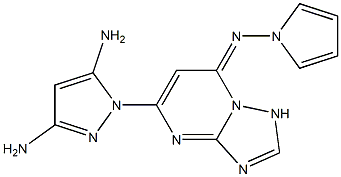 5-(3,5-ジアミノ-1H-ピラゾール-1-イル)-7-ピロリジノ[1,2,4]トリアゾロ[1,5-a]ピリミジン 化学構造式