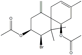 (5R,8R,9S)-5,9-Bis(acetyloxy)-8-bromo-3,7,7-trimethyl-11-methylenespiro[5.5]undec-2-ene Structure