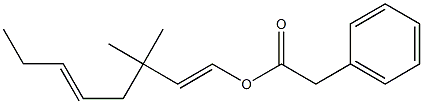 Phenylacetic acid 3,3-dimethyl-1,5-octadienyl ester Structure