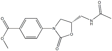 (5S)-5-Acetylaminomethyl-3-[4-methoxycarbonylphenyl]oxazolidin-2-one Struktur