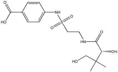 (+)-4-[2-[[(R)-2,4-Dihydroxy-3,3-dimethylbutyryl]amino]ethylsulfonylamino]benzoic acid 结构式
