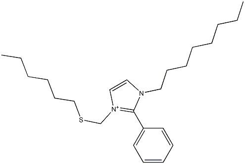 1-Octyl-2-phenyl-3-[(hexylthio)methyl]-1H-imidazol-3-ium 结构式