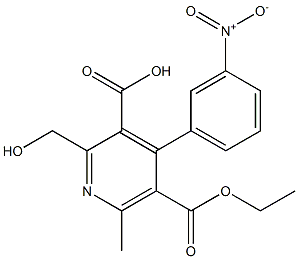 2-(Hydroxymethyl)-6-methyl-4-(3-nitrophenyl)pyridine-3,5-dicarboxylic acid 5-ethyl ester 结构式