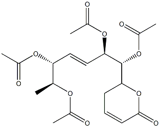 (R)-5,6-Dihydro-6-[(1R,2R,3E,5R,6S)-1,2,5,6-tetraacetoxy-3-hepten-1-yl]-2H-pyran-2-one Structure