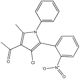 4-アセチル-3-クロロ-5-メチル-2-(2-ニトロフェニル)-1-フェニル-1H-ピロール 化学構造式