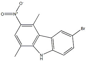 6-ブロモ-3-ニトロ-1,4-ジメチル-9H-カルバゾール 化学構造式