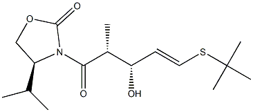 (4S)-4-Isopropyl-3-[(2R,3R)-3-hydroxy-2-methyl-5-tert-butylthio-4-pentenoyl]oxazolidin-2-one Struktur