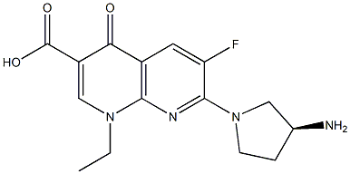 (3S)-3-Amino-1-[(1-ethyl-3-carboxy-1,4-dihydro-6-fluoro-4-oxo-1,8-naphthyridin)-7-yl]pyrrolidine Structure