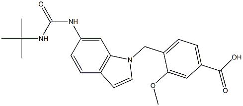 4-[6-[3-tert-Butylureido]-1H-indol-1-ylmethyl]-3-methoxybenzoic acid Structure