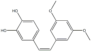 (Z)-3,5-ジメトキシ-3',4'-ジヒドロキシスチルベン 化学構造式
