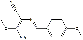 (E)-3-アミノ-3-メトキシ-2-[[4-メトキシベンジリデン]アミノ]プロペンニトリル 化学構造式