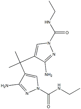 4,4'-(イソプロピリデン)ビス(3-アミノ-N-エチル-1H-ピラゾール-1-カルボアミド) 化学構造式