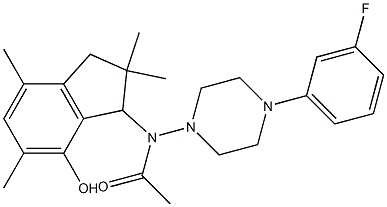 2,3-Dihydro-3-[[4-(3-fluorophenyl)-1-piperazinyl]acetylamino]-2,2,5,7-tetramethyl-1H-inden-4-ol Structure